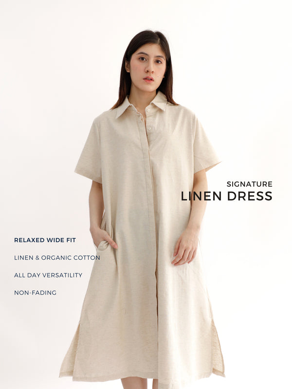 Everyday Linen Dress in Beige