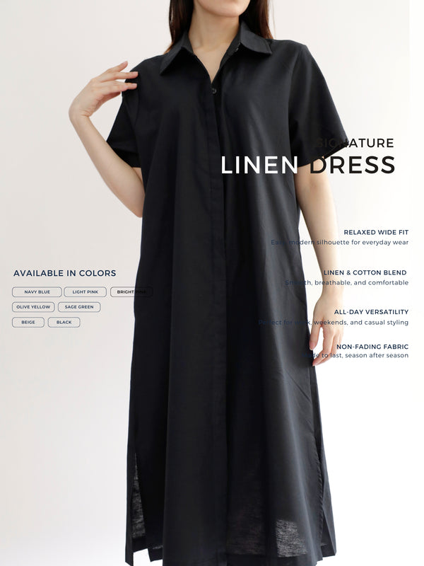 Everyday Linen Dress in Black