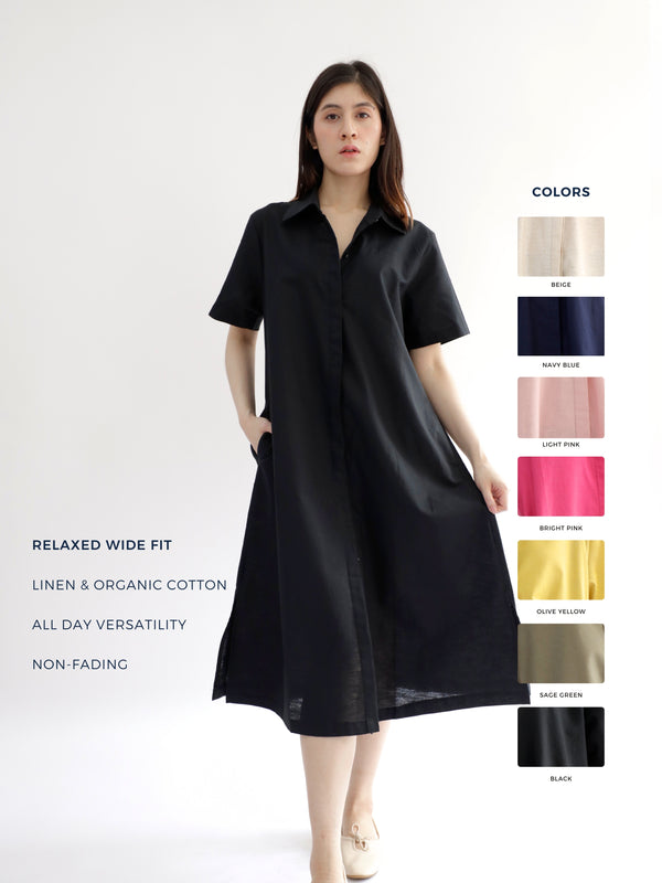 Everyday Linen Dress in Black