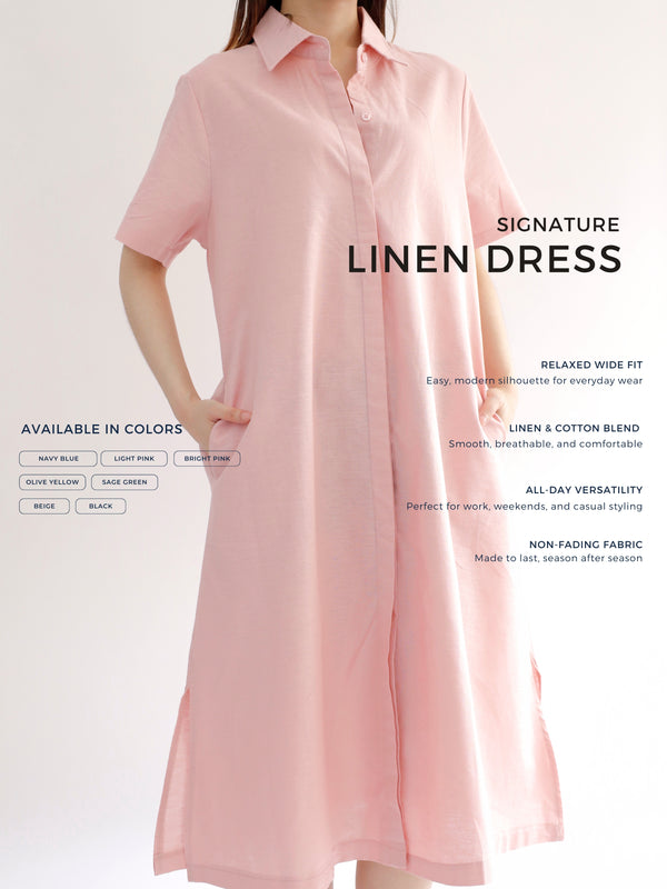 Everyday Linen Dress in Light Pink
