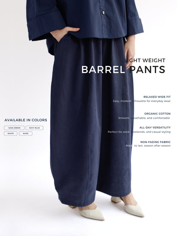 Lightweight Barrel Pants in Navy Blue