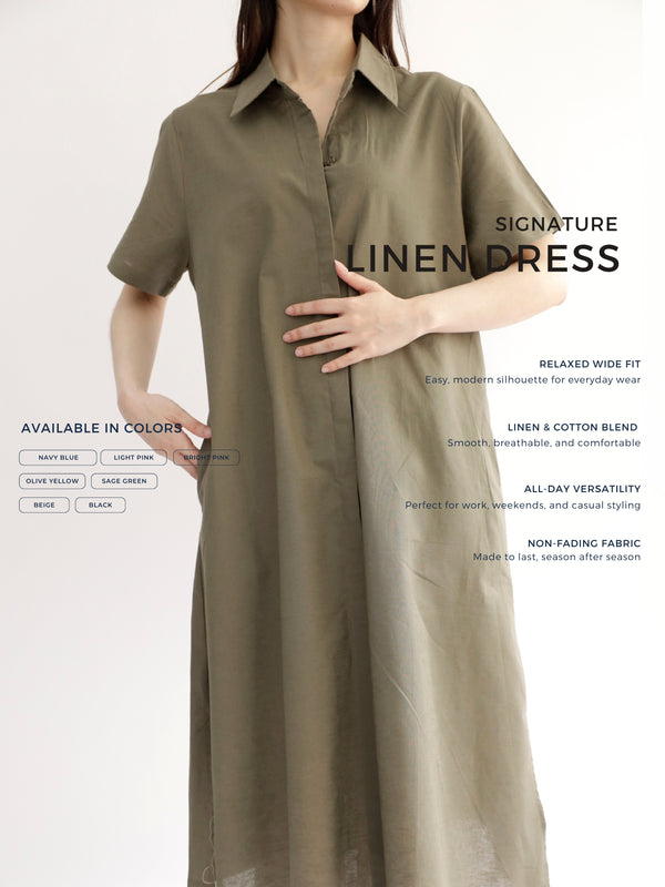 Everyday Linen Dress in Sage Green