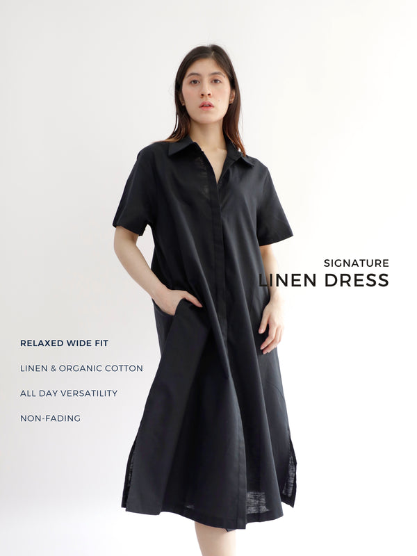 Everyday Linen Dress in Black