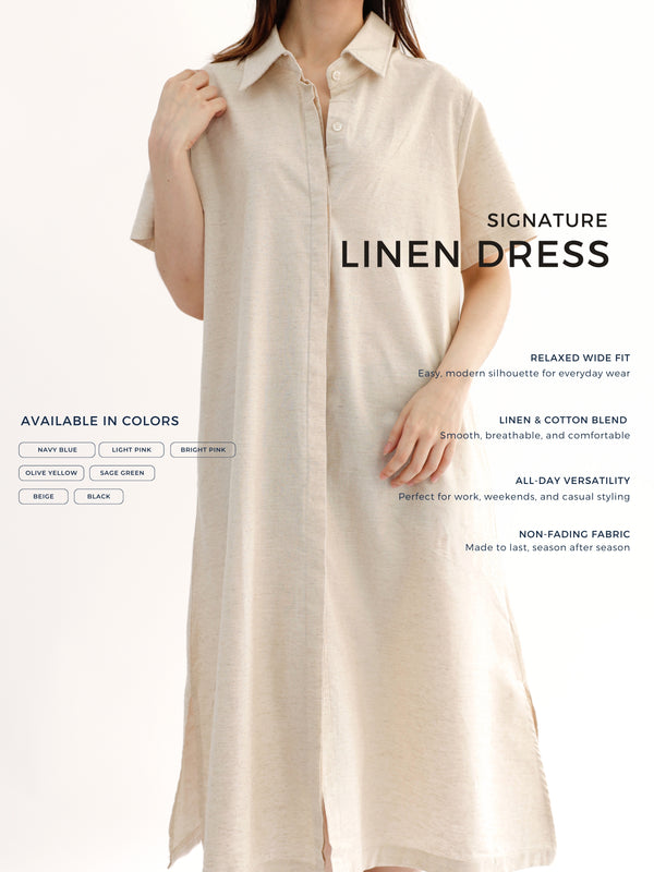 Everyday Linen Dress in Beige
