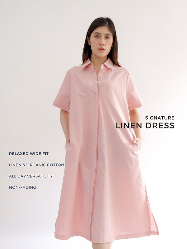 Everyday Linen Dress in Light Pink