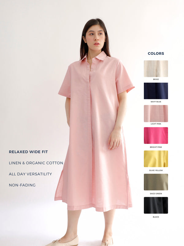 Everyday Linen Dress in Light Pink