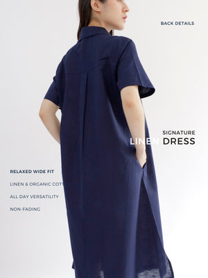 Everyday Linen Dress in Navy Blue