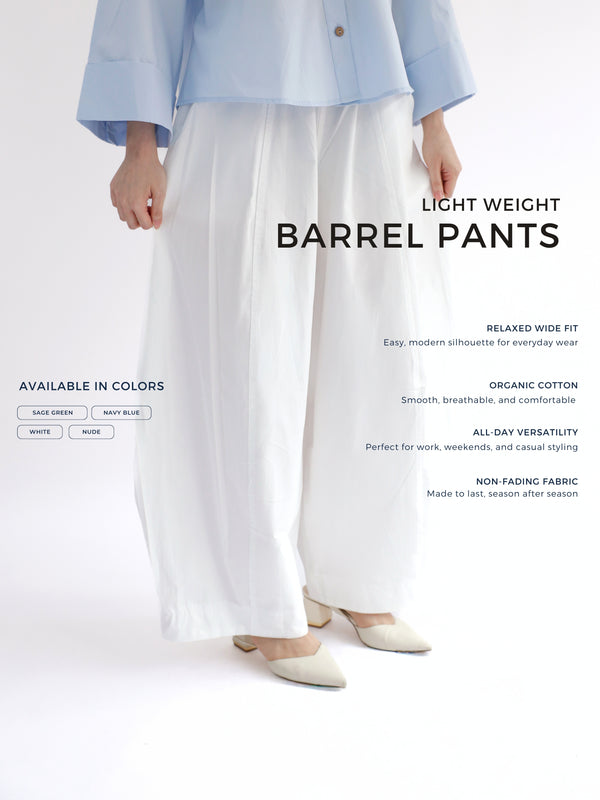 Lightweight Barrel Pants in White