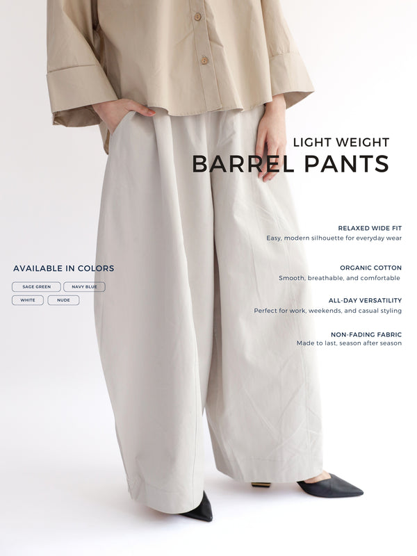 Lightweight Barrel Pants in Nude