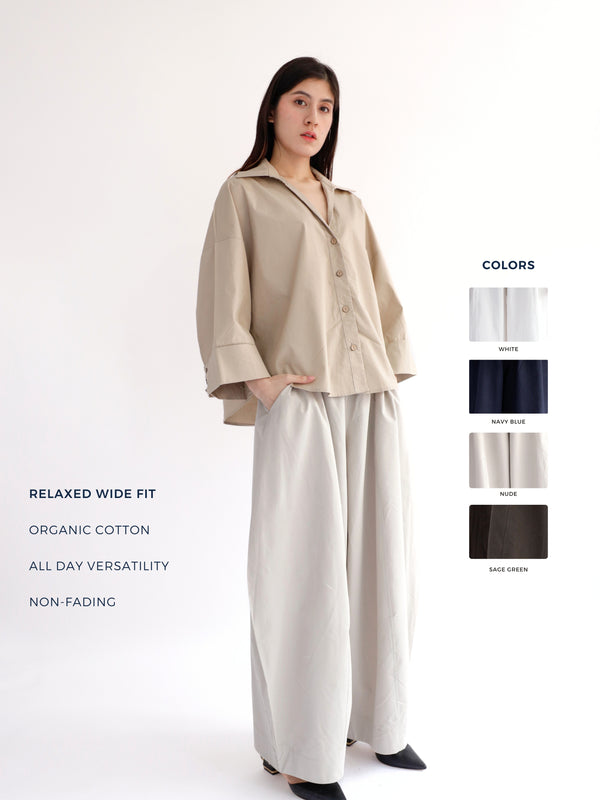 Lightweight Barrel Pants in Nude