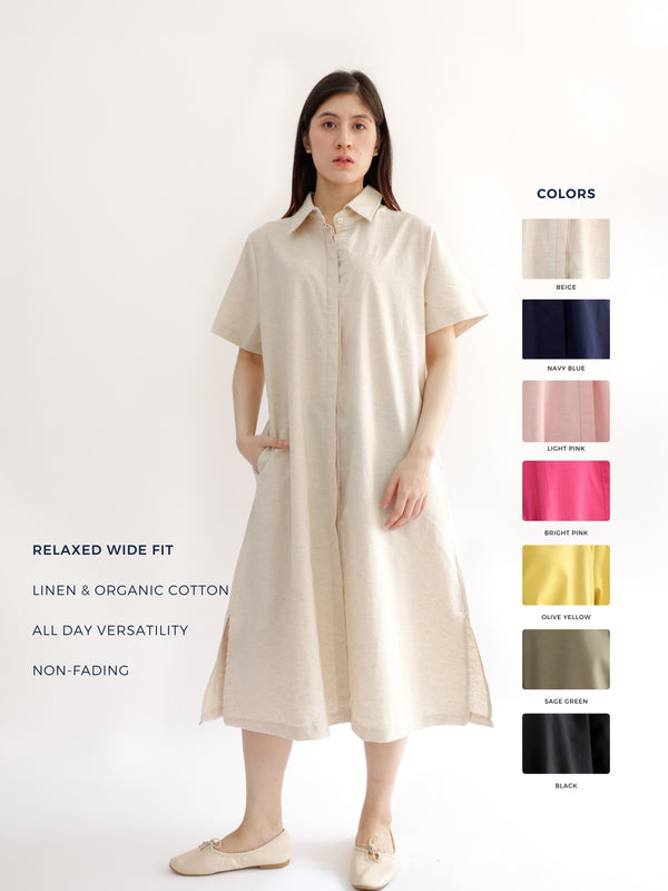 Everyday Linen Dress in Beige